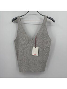 Kilte Collection Rei Tank in Heather Grey Cotton-Cashmere size 1/S V-Neck Top